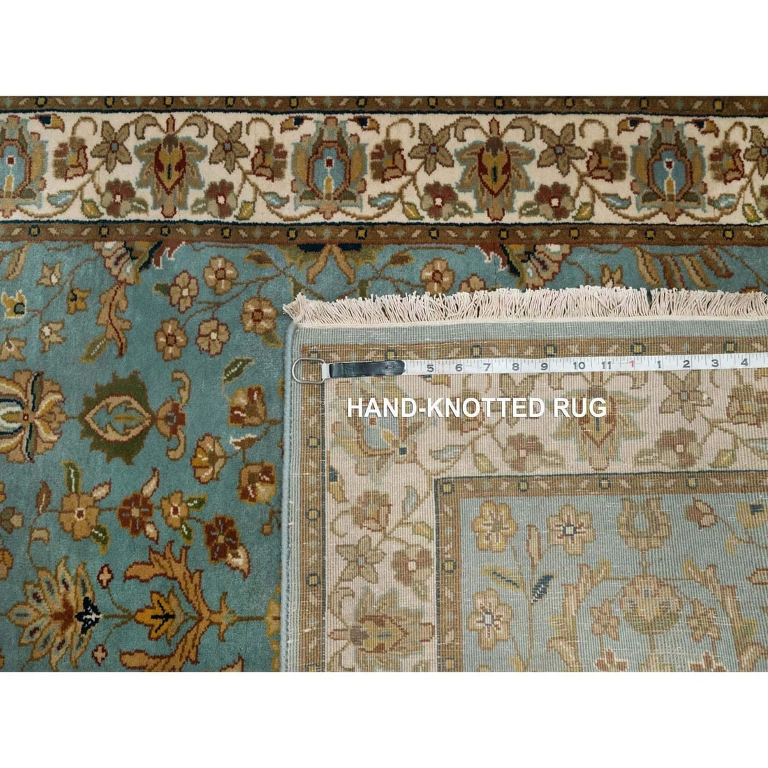 Blue Tabriz Revival Hand Knotted New Zealand Wool Runner Oriental Rug - 8