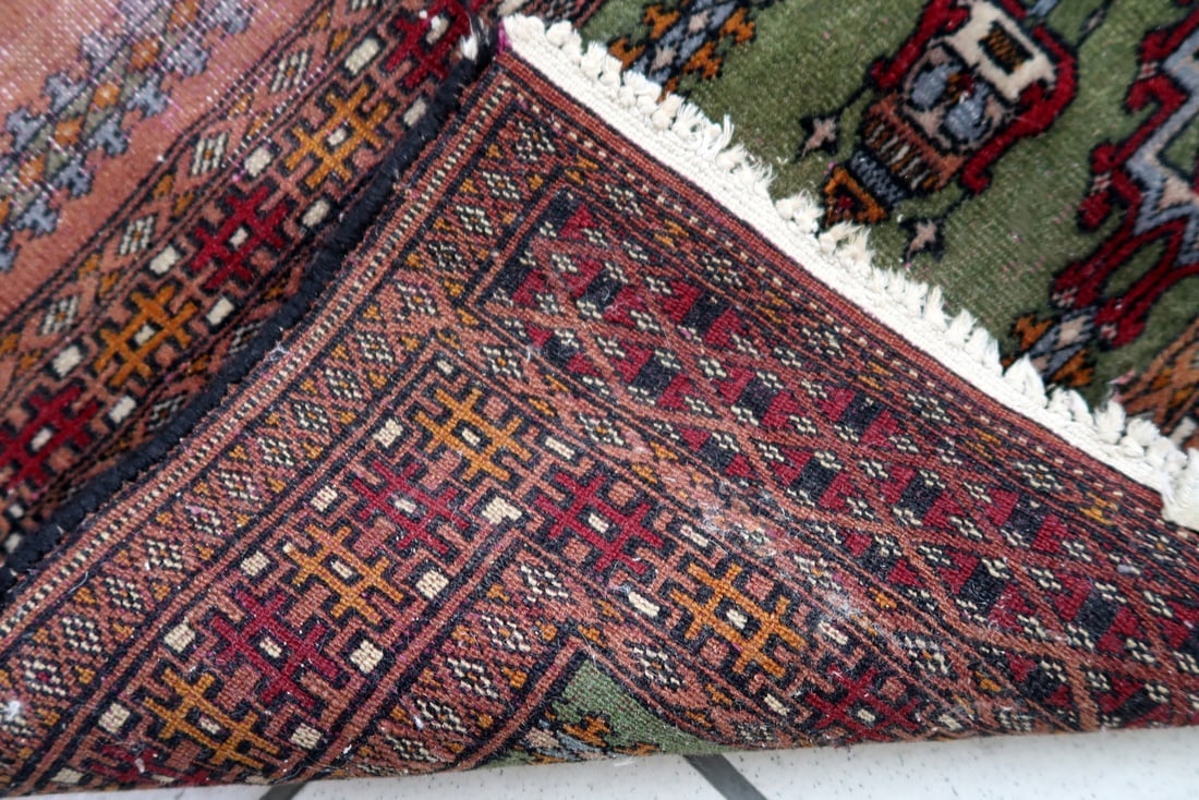 Handmade vintage Uzbek Bukhara prayer rug 2' x 3.2' (63cm x 98cm) 1950s - 10