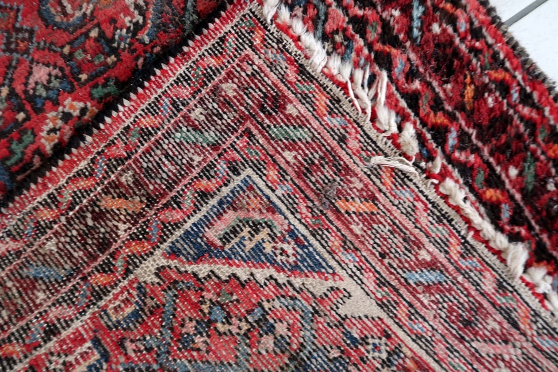 Distressed Antique Persian Hamadan Runner 2.8' x 9.11' - Circa 1920 - 11