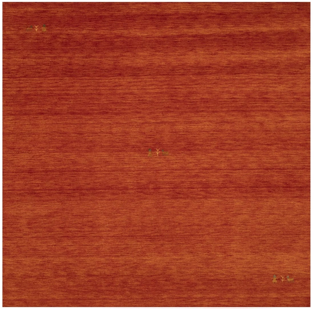 Orange-red Tribal 6X6 Gabbeh Modern Square Rug: Title: Orange-red Tribal 6X6 Gabbeh Modern Square Rug Description:Handmade 6X6 Orange-red oriental rug made with vegetable dyes (fine wool pile and cotton foundation), superior knot count, and appeali