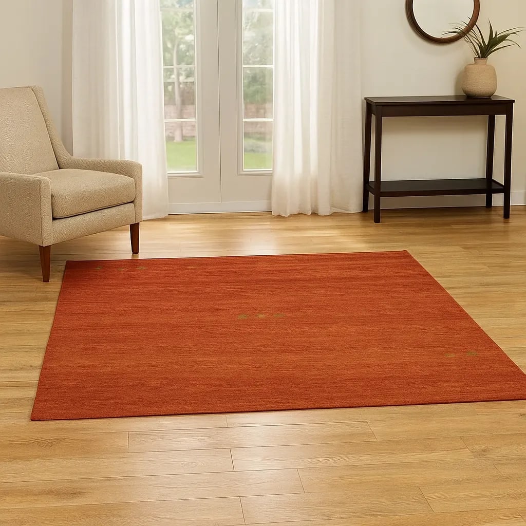 Orange-red Tribal 6X6 Gabbeh Modern Square Rug - 2