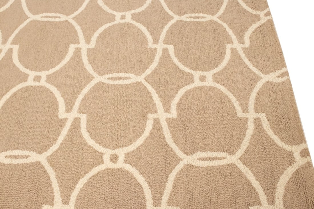 Beige Cream Trellis 5X8 Hand-Tufted Modern Rug - 10