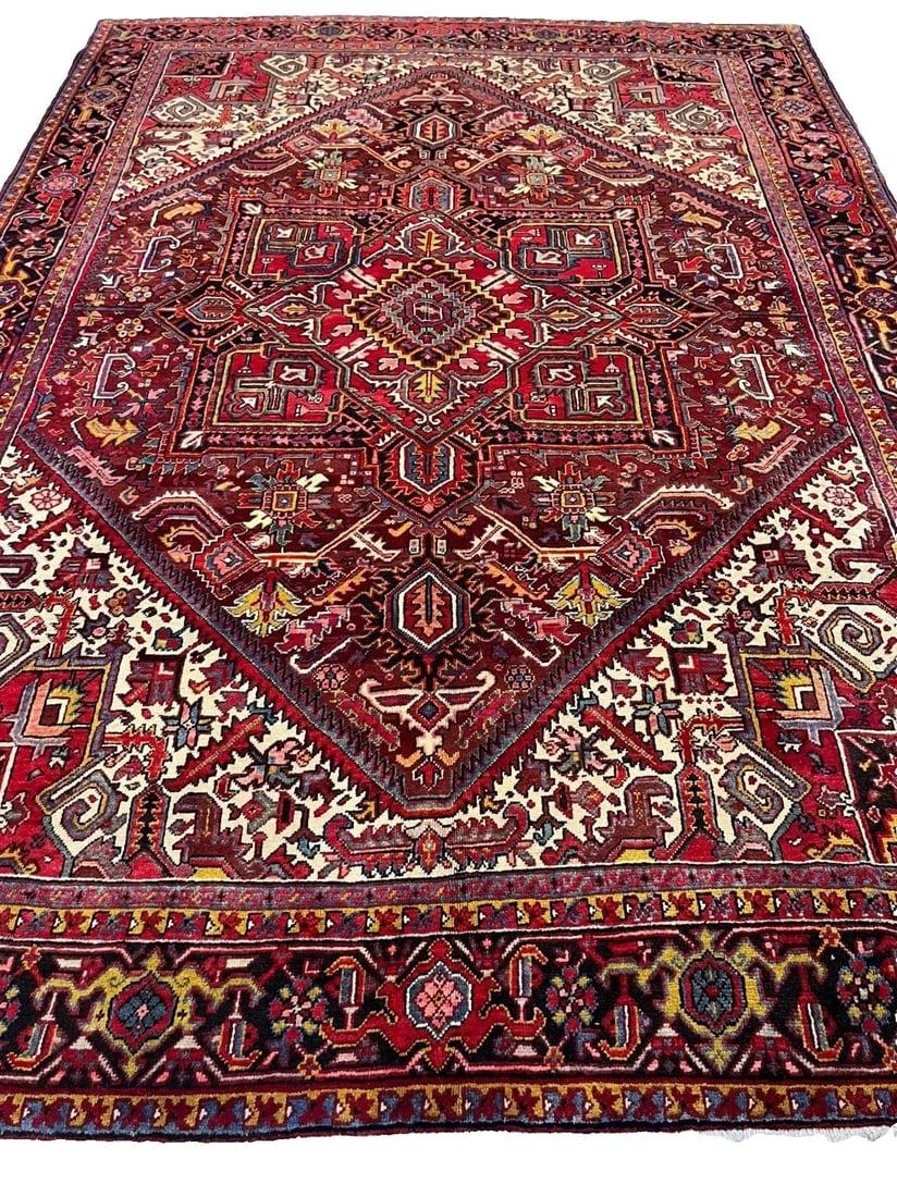 Hand Knotted Persian Heriz Tribal Wool Oriental Area Rug 8' x 11'1" - 4