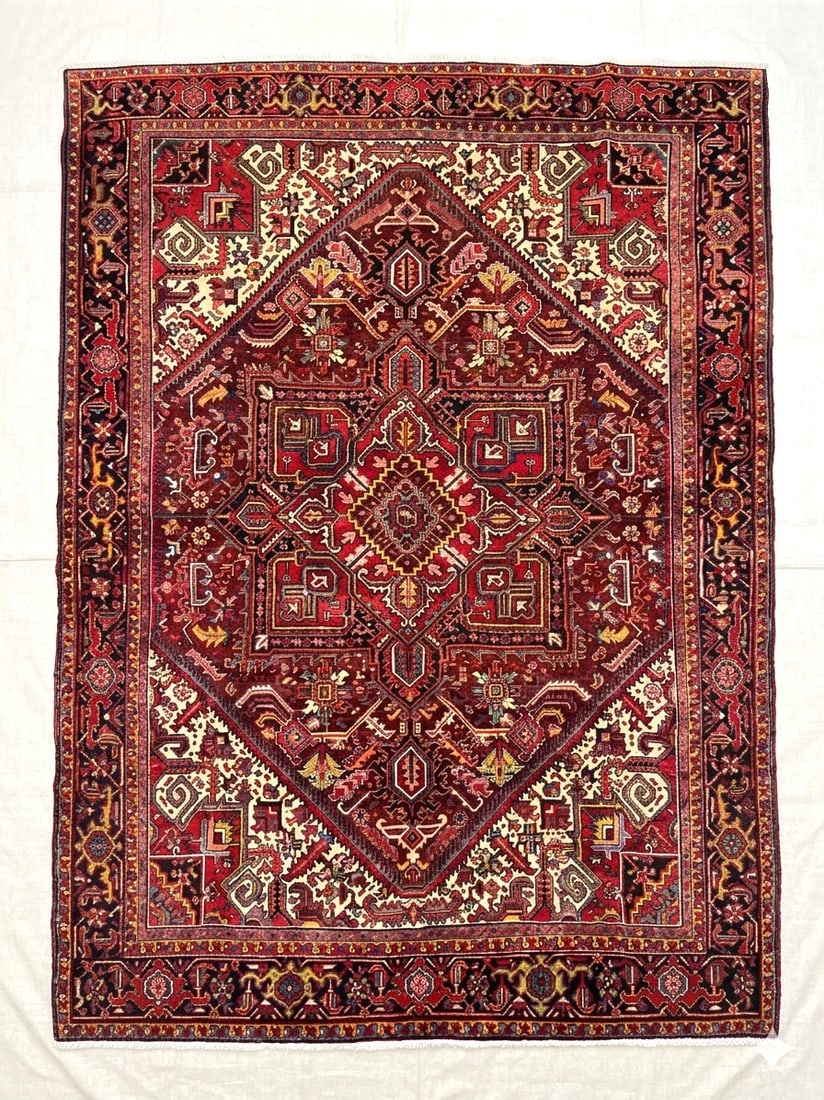 Hand Knotted Persian Heriz Tribal Wool Oriental Area Rug 8' x 11'1" - 6