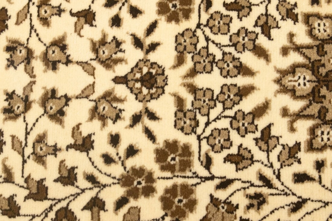 Cream Brown Floral 3X10 Kirman Oriental Runner Rug - 9