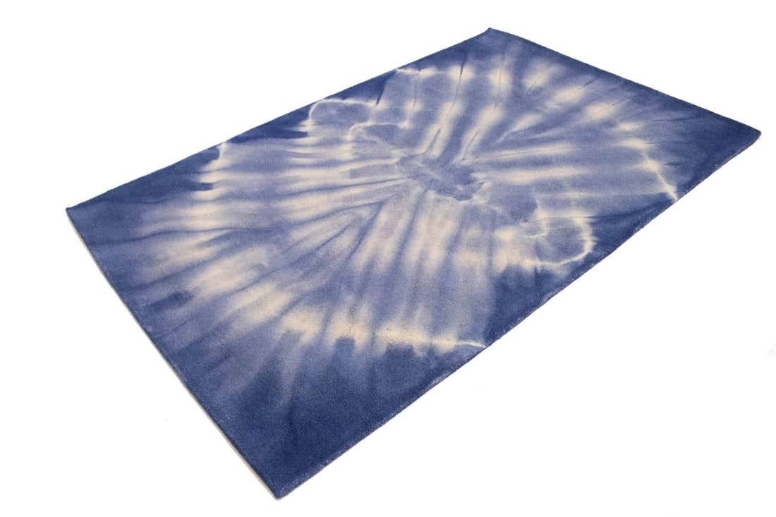 Purple-navy Tie-Dye 5X8 Hand-Tufted Modern Rug - 4