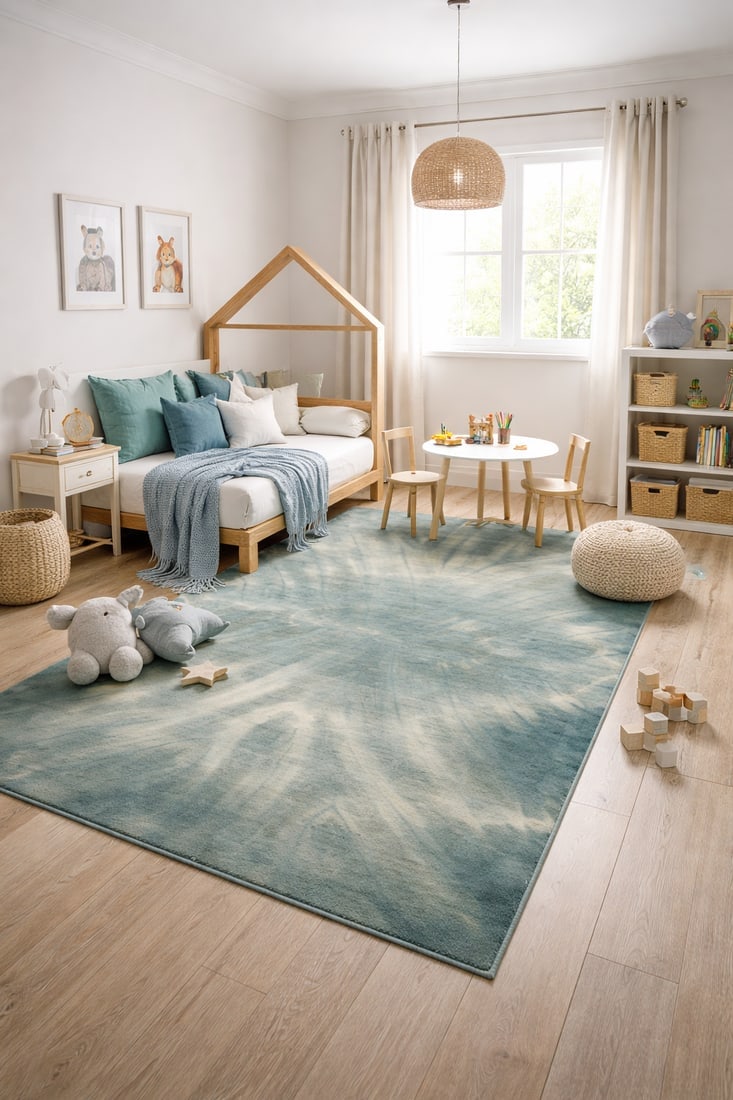 Hunter Green Tie-Dye 5X8 Hand-Tufted Modern Rug - 2