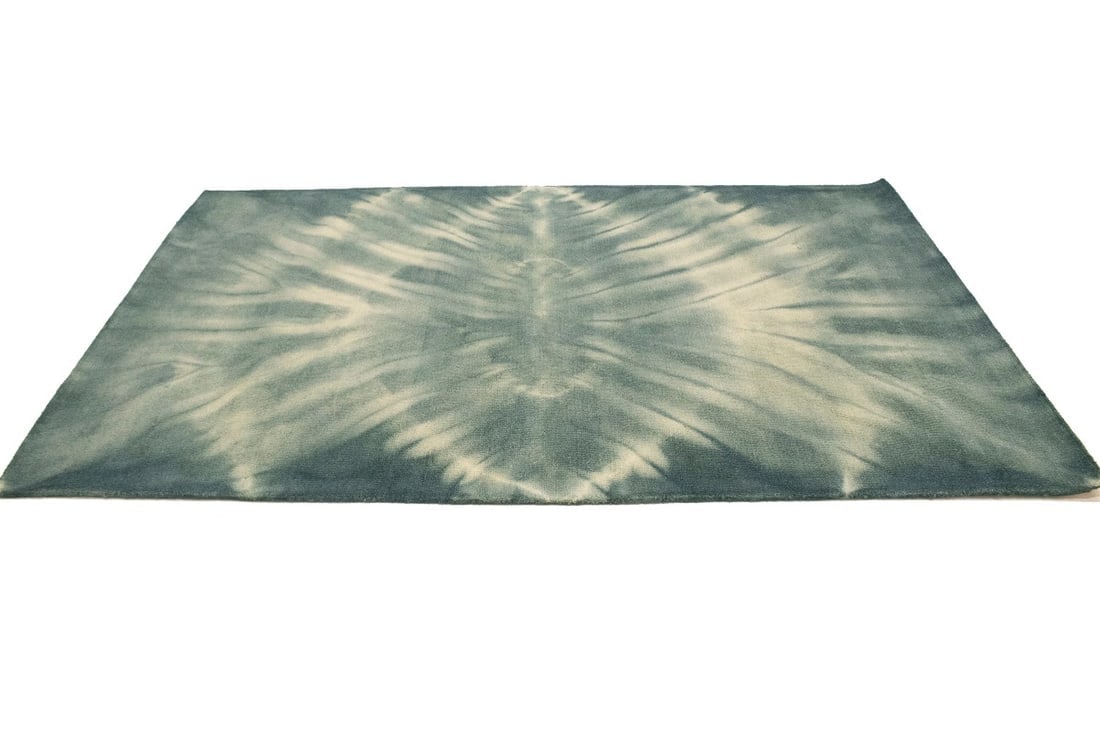 Hunter Green Tie-Dye 5X8 Hand-Tufted Modern Rug - 5