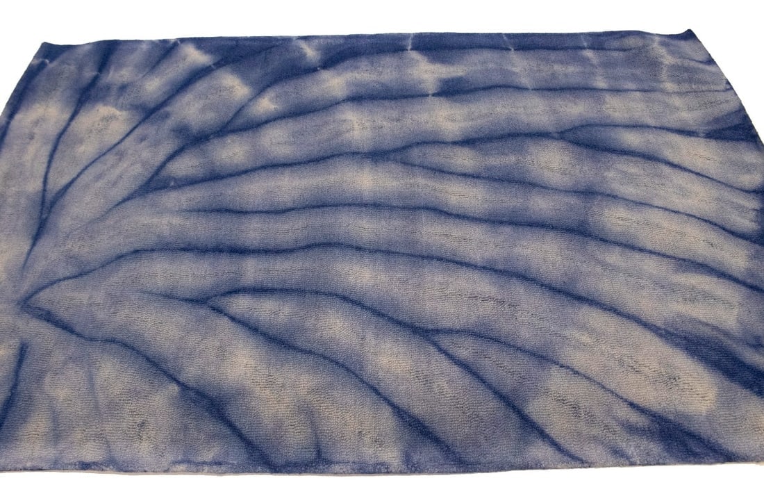 Purple-navy Tie-Dye 5X8 Hand-Tufted Modern Rug - 6
