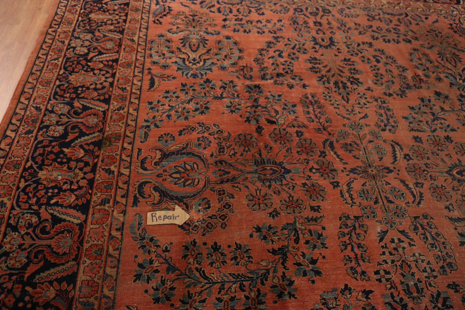 Pre-1900 Vegetable Dye Sarouk Persian Large Rug 11x19 - 12