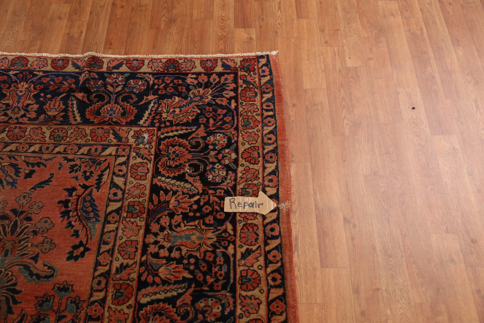 Pre-1900 Vegetable Dye Sarouk Persian Large Rug 11x19 - 16