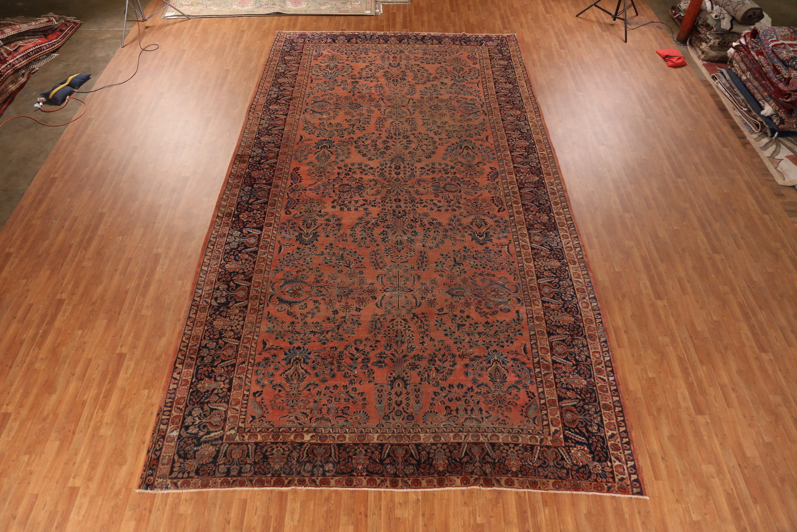 Pre-1900 Vegetable Dye Sarouk Persian Large Rug 11x19 - 3