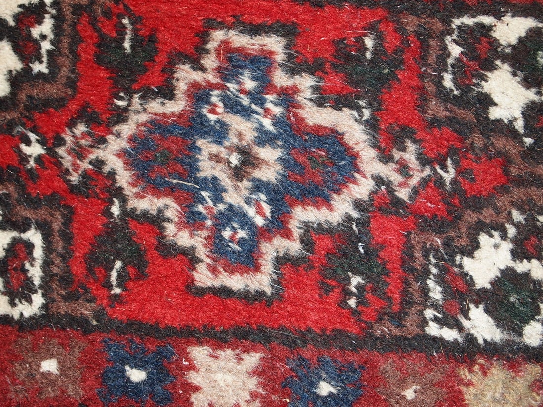 Handmade vintage Persian Hamadan rug 1.3' x 1.9' (40cm x 59cm) 1970s - 4
