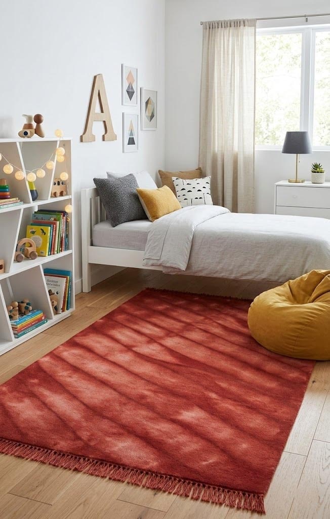 Maroon Red Tie-Dye 5X8 Hand-Tufted Modern Rug - 2