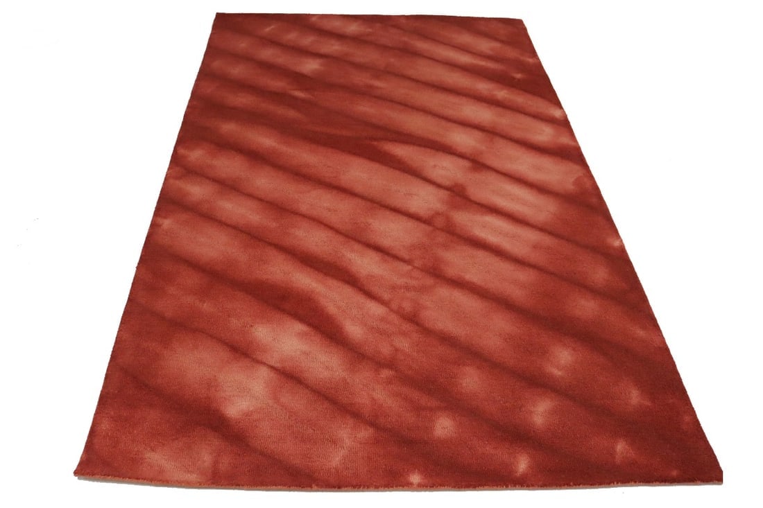 Maroon Red Tie-Dye 5X8 Hand-Tufted Modern Rug - 7