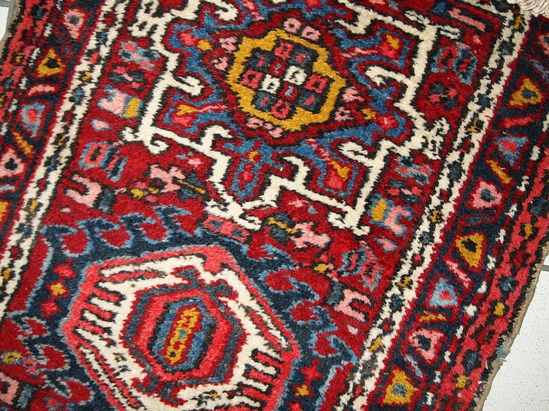 Handmade antique Persian Karajeh rug 2.1' x 3.6' (66cm x 110cm) 1920s - 3