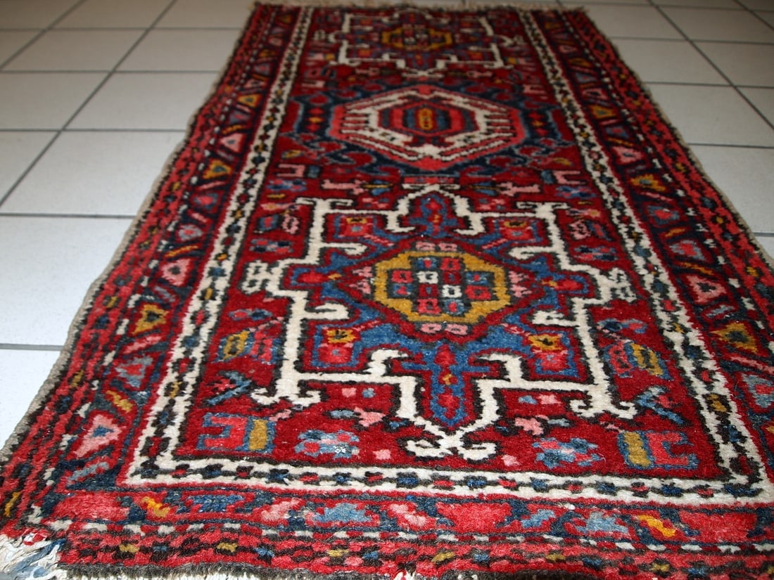 Handmade antique Persian Karajeh rug 2.1' x 3.6' (66cm x 110cm) 1920s - 8