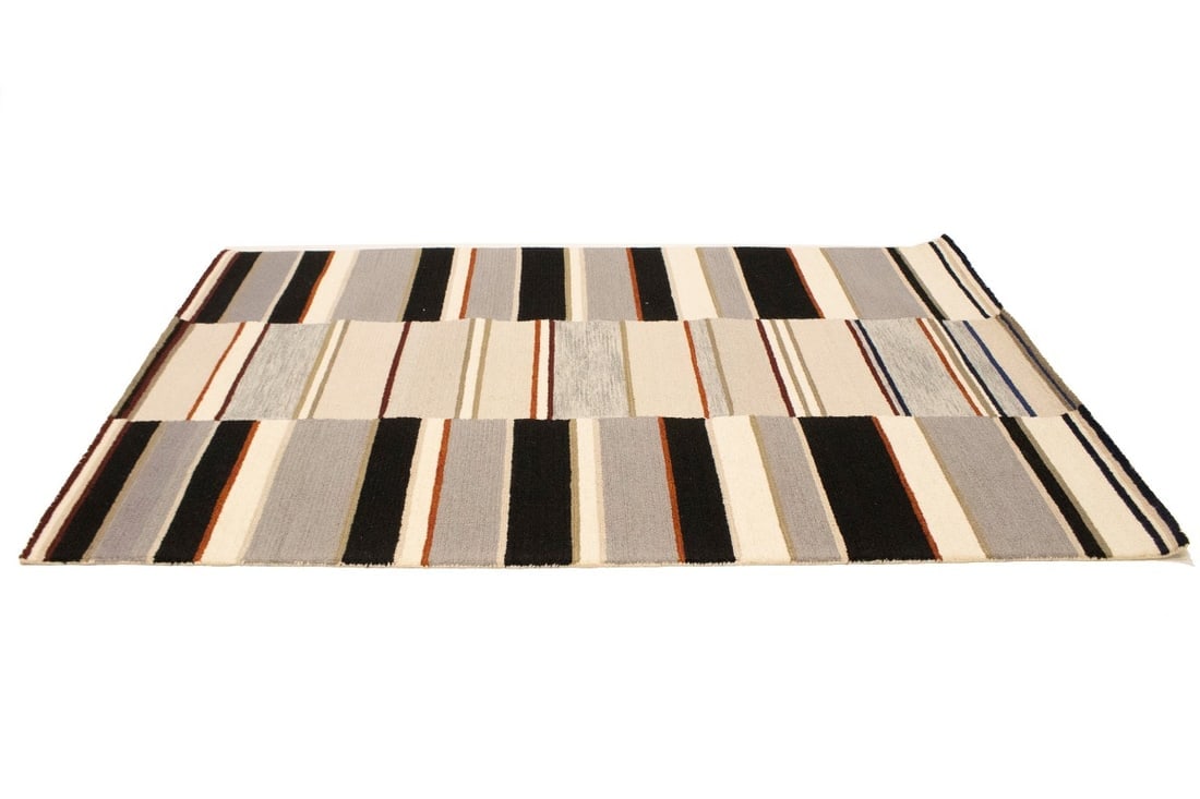Multicolored Stripes 5X8 Hand-Tufted Modern Rug - 5