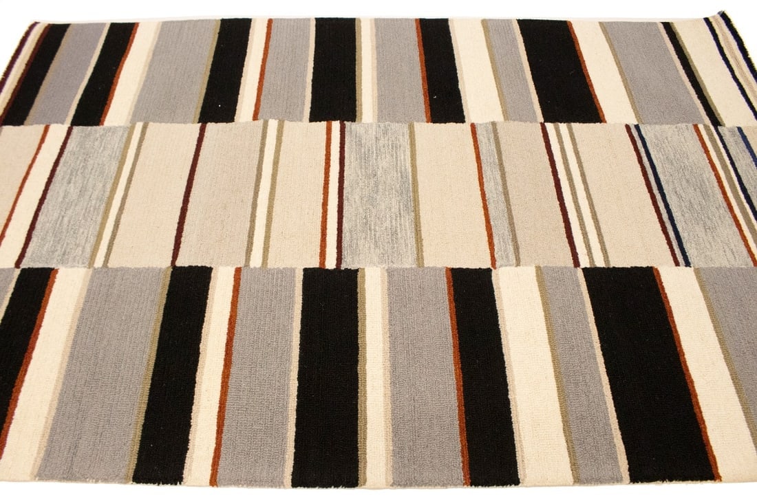 Multicolored Stripes 5X8 Hand-Tufted Modern Rug - 6