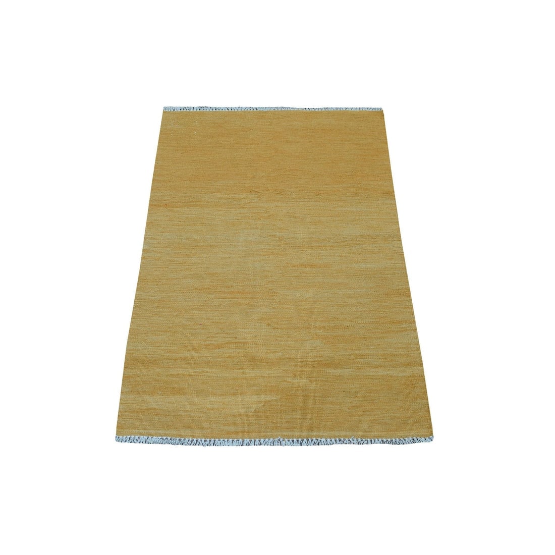 Gold Shades Reversible Kilim Pure Wool Hand Woven Oriental Rug: Title: Gold Shades Reversible Kilim Pure Wool Hand Woven Oriental RugDescription:This is a truly genuine one-of-a-kind. It has been Knotted for months and months in the centuries-old weaving