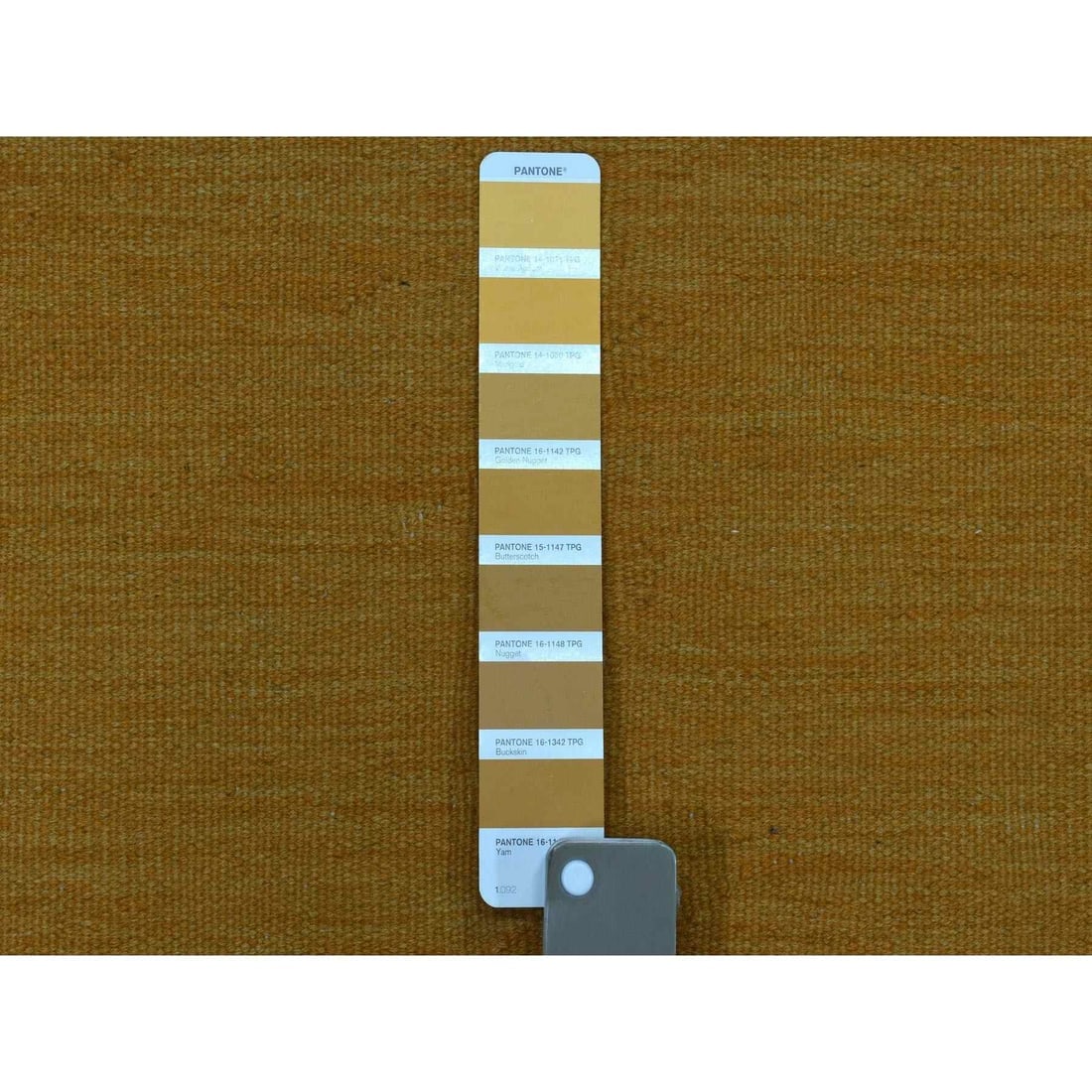 Gold Shades Reversible Kilim Pure Wool Hand Woven Oriental Rug - 3