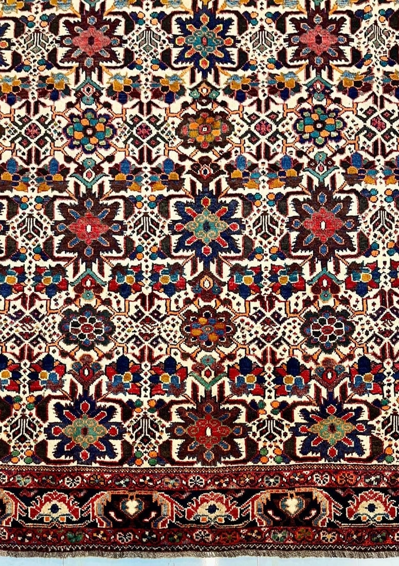 Hand Knotted Persian Shiraz Tribal Wool Ivory Oriental Area Rug 7'10" x 10'10" - 5