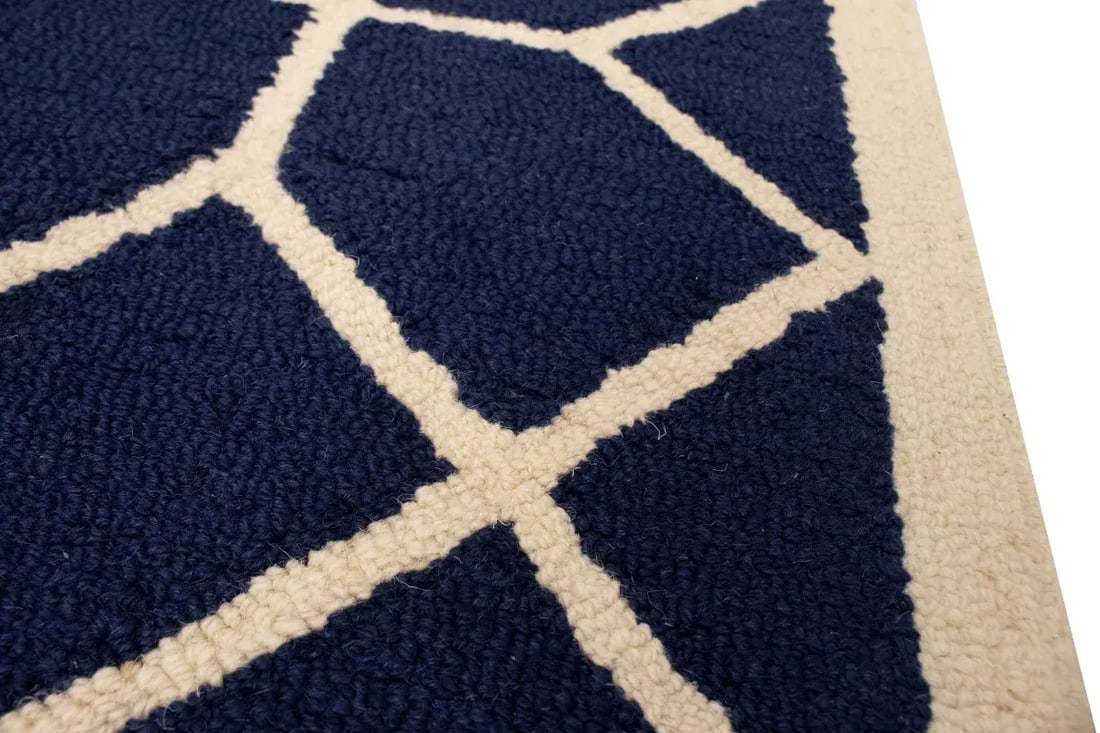 Purple-navy Cream Geometric 5X8 Hand-Tufted Modern Rug - 13