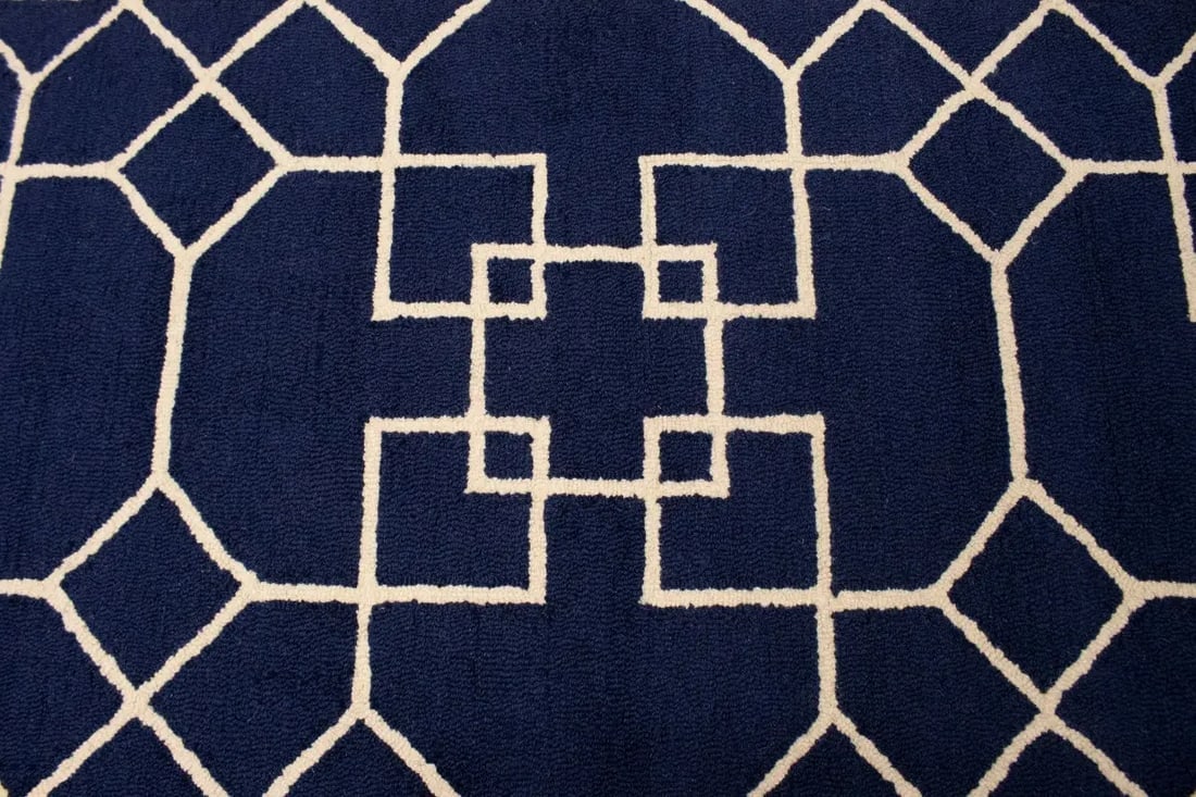 Purple-navy Cream Geometric 5X8 Hand-Tufted Modern Rug - 8
