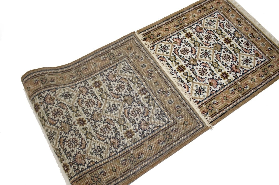 Cream Floral Tribal 3X8 Indo-Bidjar Oriental Runner Rug - 13