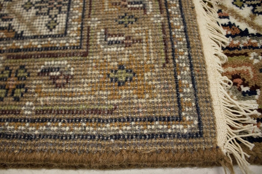 Cream Floral Tribal 3X8 Indo-Bidjar Oriental Runner Rug - 14