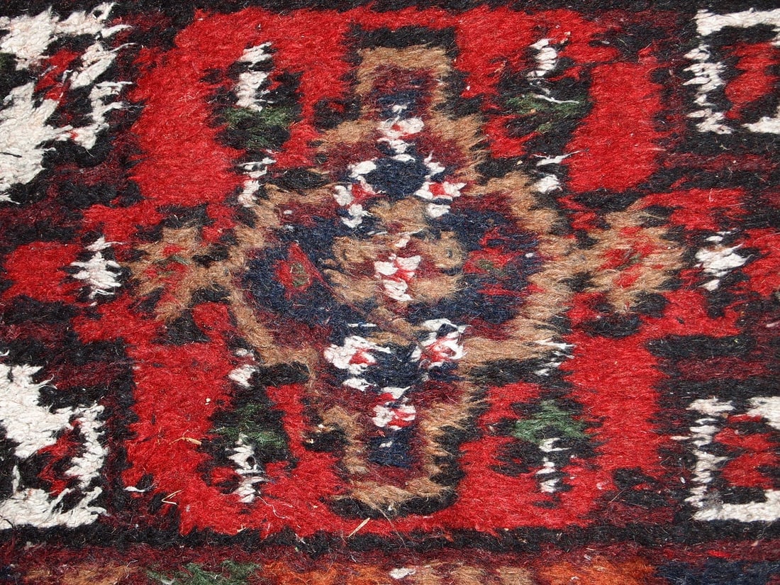 Handmade vintage Persian Hamadan rug 1.3' x 2' (40cm x 61cm) 1970s - 3