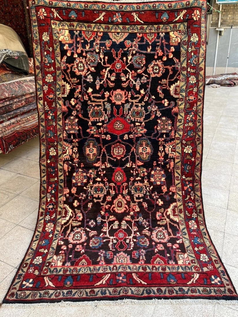 Hand Knotted Persian Tribal Wool Navy Nannaj Oriental Rug 4'6" x 7'10" - 7