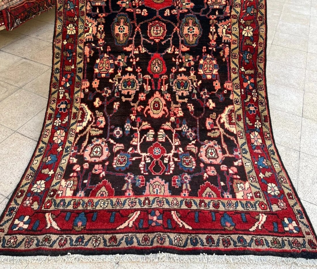 Hand Knotted Persian Tribal Wool Navy Nannaj Oriental Rug 4'6" x 7'10" - 8