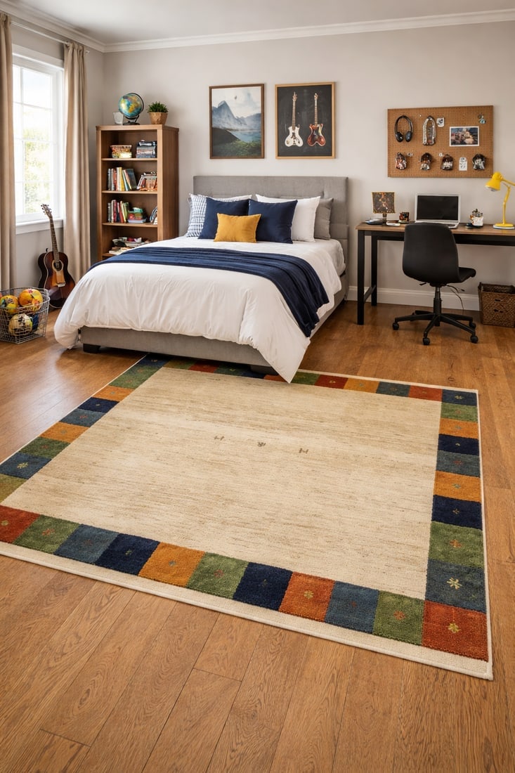 Cream Tribal 7X7 Gabbeh Persian Square Rug - 2