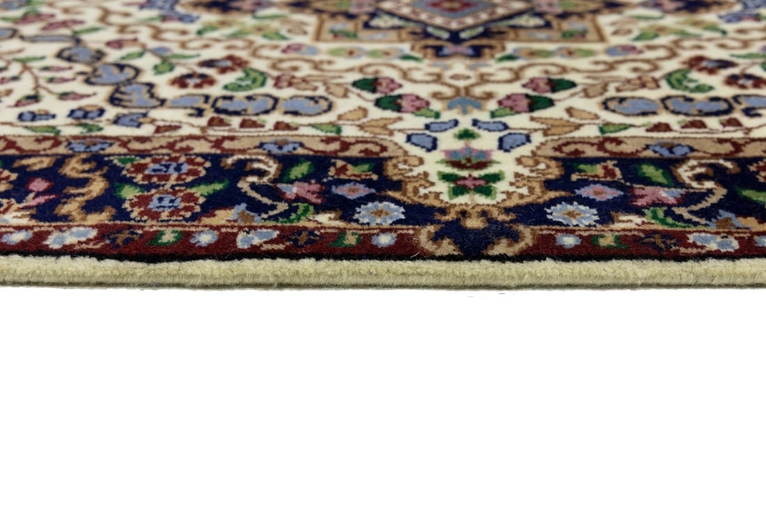 Cream & Navy Floral 3X10 Kirman Oriental Runner Rug - 13