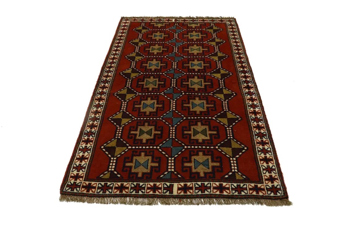 Orange-red Tribal 4X7 Ghoochan Persian Rug - 14