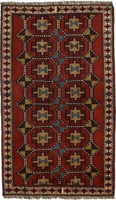 Orange-red Tribal 4X7 Ghoochan Persian Rug: Title: Orange-red Tribal 4X7 Ghoochan Persian RugDescription:Handmade Persian rug made with vegetable dyes (fine wool pile and cotton foundation), superior knot count, and appealing ancient designs.
