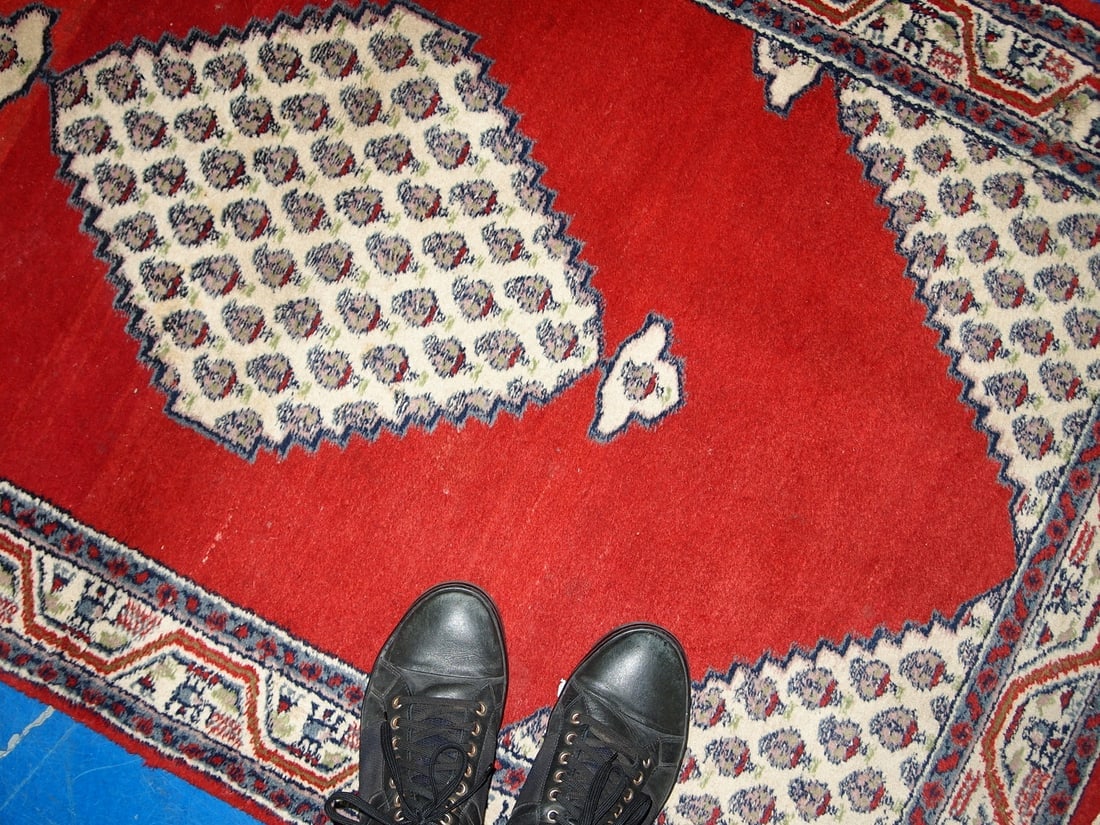 Handmade vintage Indian Seraband rug 2.9' x 5.3' (91cm x 163cm) 1970s - 7