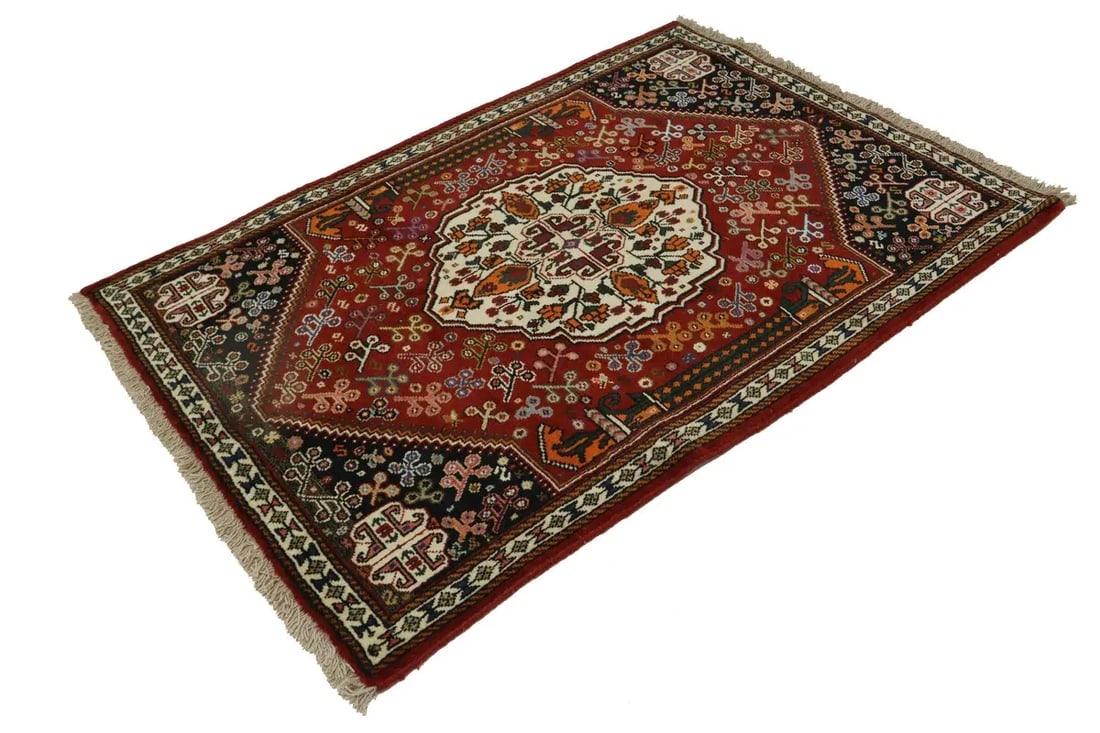 Red Tribal 3X5 Shiraz Persian Rug - 4