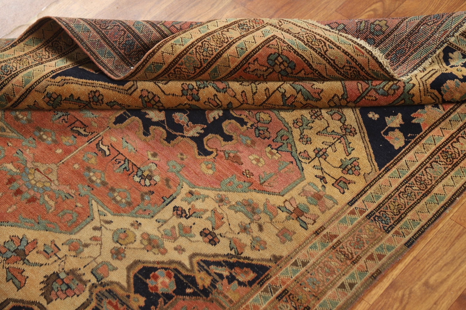 Pre-1900 Vegetable Dye Sarouk Farahan Persian Rug 3x5 - 18