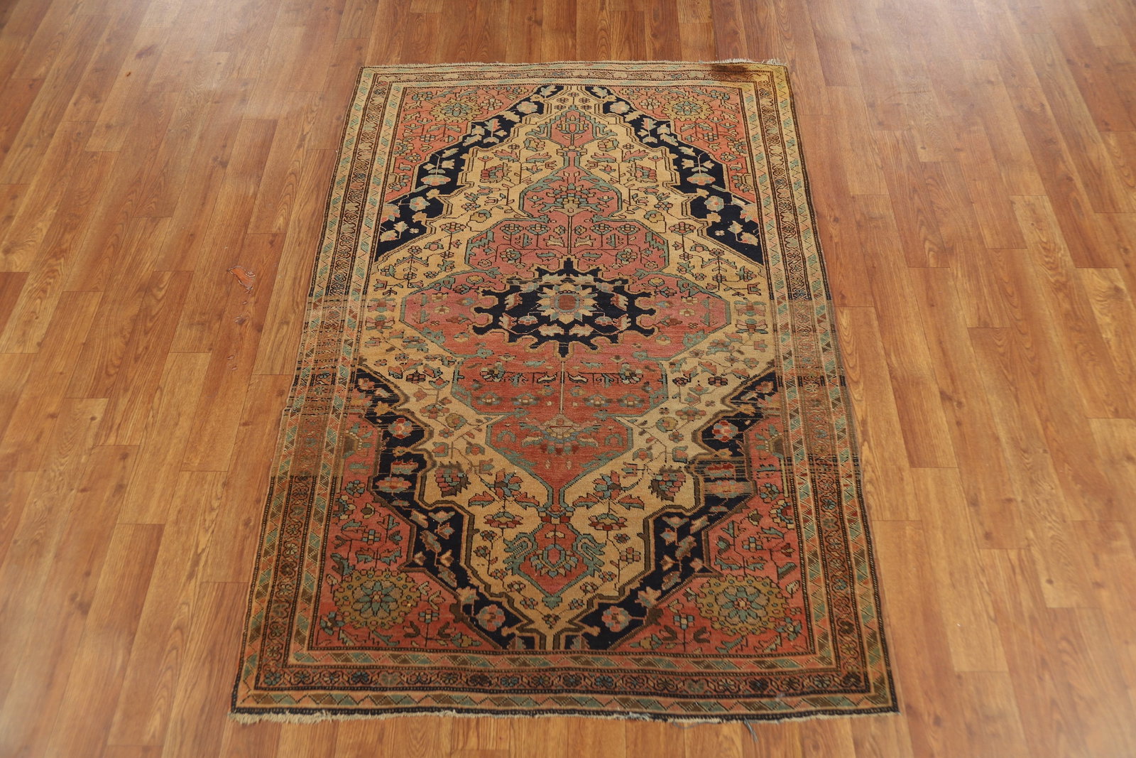 Pre-1900 Vegetable Dye Sarouk Farahan Persian Rug 3x5 - 3
