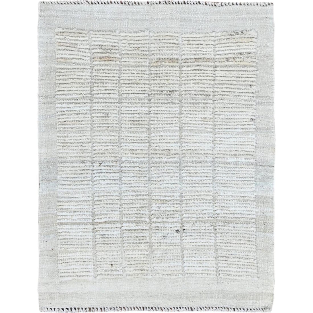 Ivory Moroccan Weave with Box Design Hand Knotted Pure Wool Mat Rug: Title: Ivory Moroccan Weave with Box Design Hand Knotted Pure Wool Mat RugDescription:This is a truly genuine one-of-a-kind. It has been Knotted for months and months in the centuries-old weaving