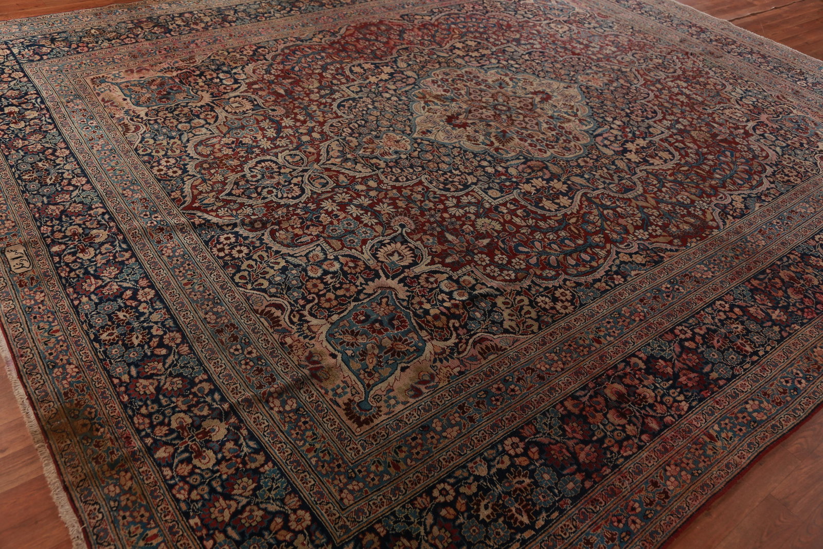 Pre-1900 Vegetable Dye Signed Mashad Persian Area Rug 10x13 - 7