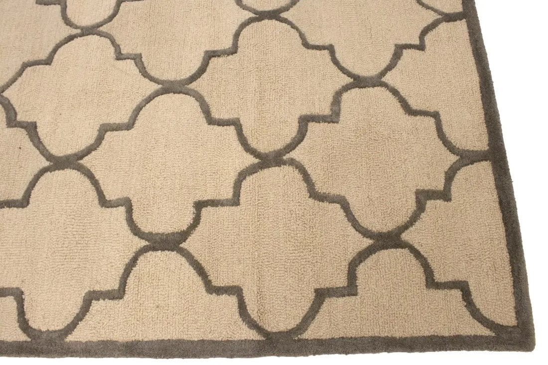 Cream & Brown Trellis 5X8 Hand-Tufted Modern Rug - 10