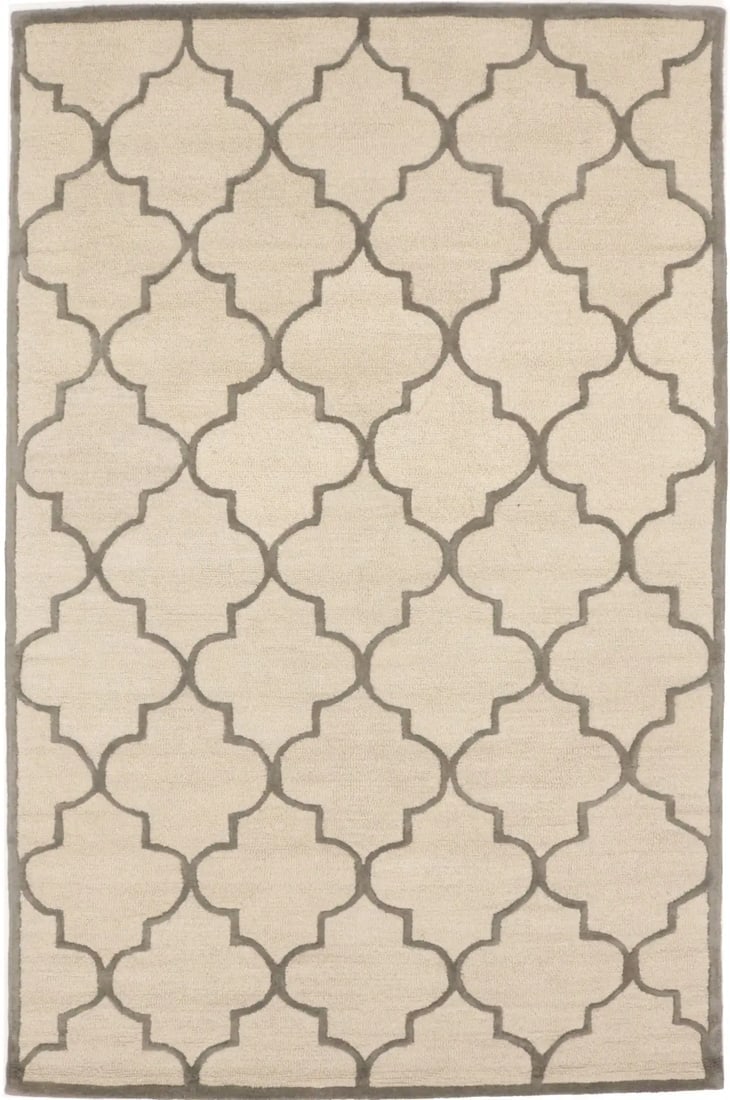 Cream & Brown Trellis 5X8 Hand-Tufted Modern Rug: Title: Cream & Brown Trellis 5X8 Hand-Tufted Modern Rug Description:Cream & Brown Trellis Design 5X8 Hand-Tufted Modern Rug Contemporary Decor Carpet Materials:Wool Dimension:5'0 X 8'0 Ft Reserve: