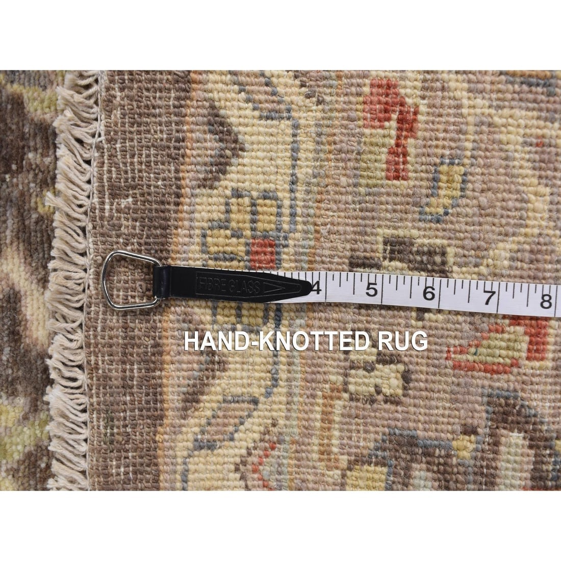 Brindle Gray Hand Knotted Velvety Wool Aryana Heriz Round Oriental Rug - 10