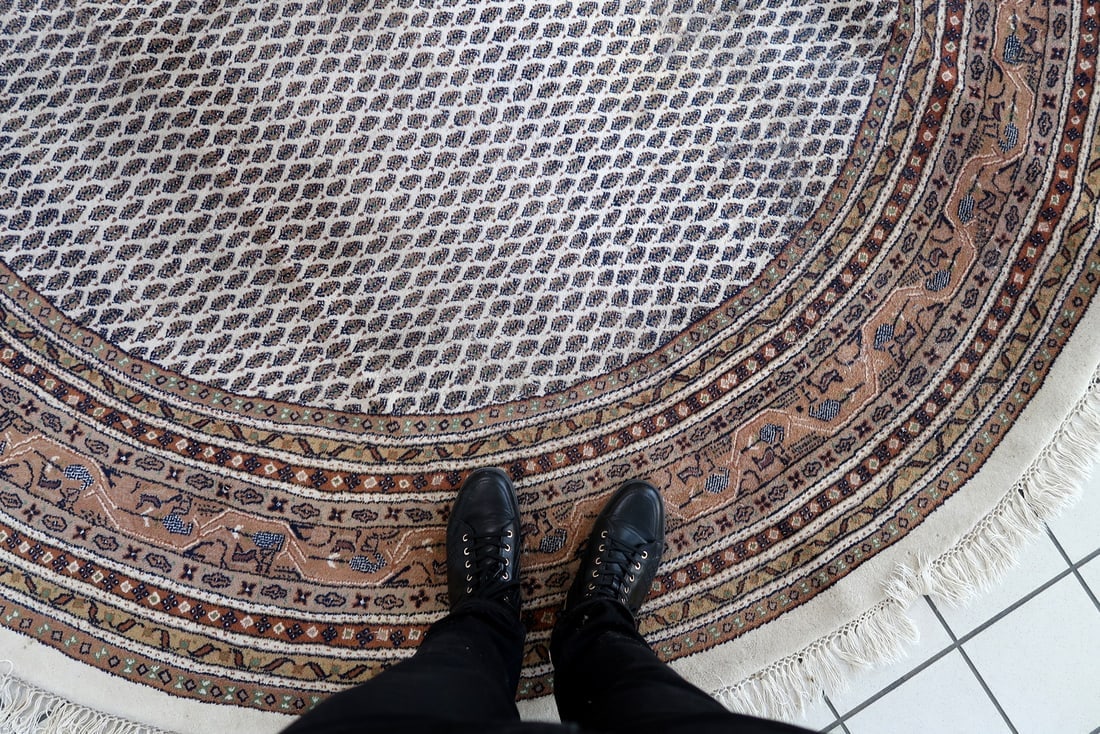 Handmade vintage Indian Seraband rug 8.3' (253cm) 1970s - 8