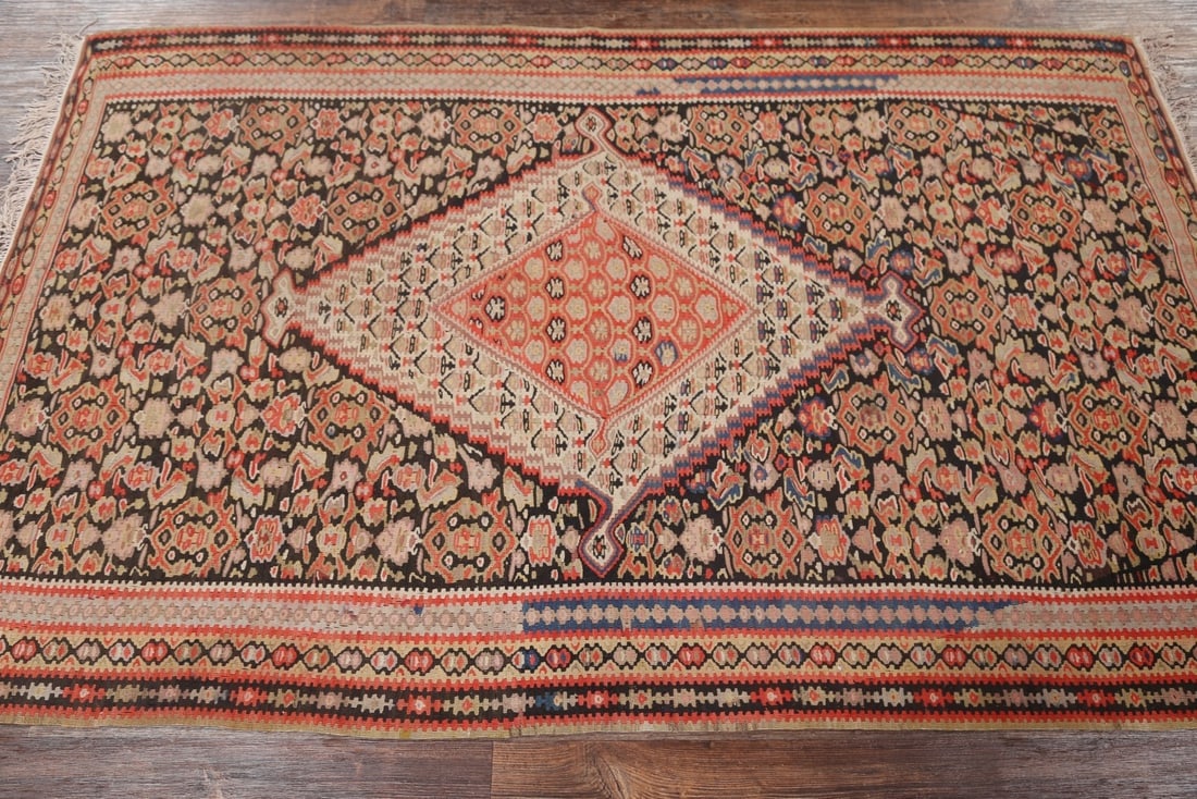 4x7 Kilim Senneh Bidjar Persian Area Rug - 12