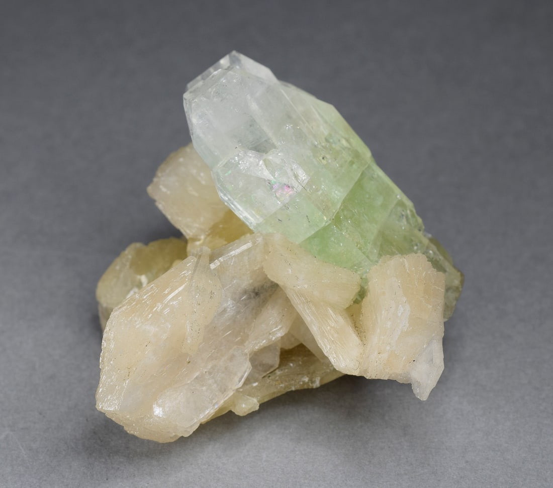 Fine Apophyllite and stilbite on calcite - 3
