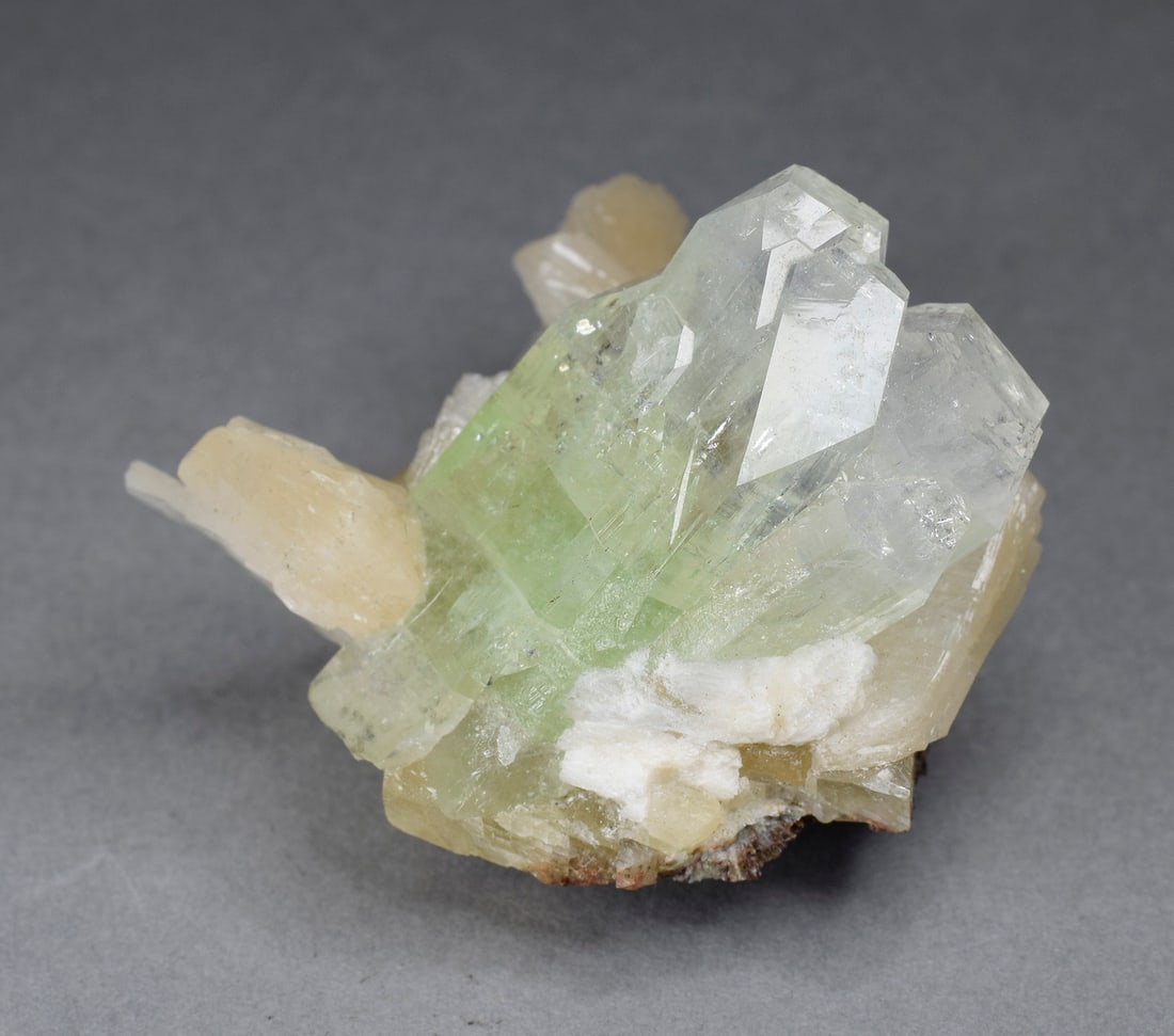 Fine Apophyllite and stilbite on calcite - 5